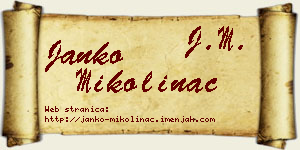 Janko Mikolinac vizit kartica
